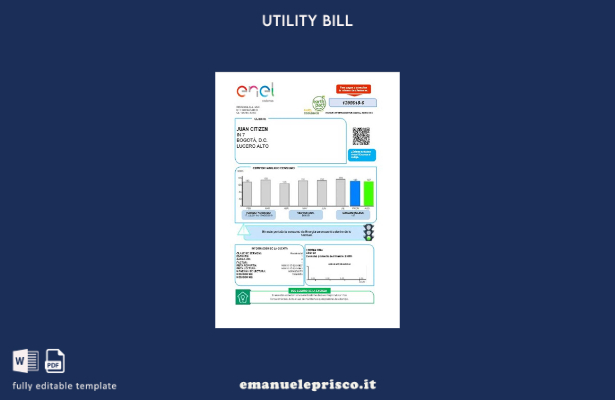 stile verificato Modello word di bolletta energetica Colombia ENEL